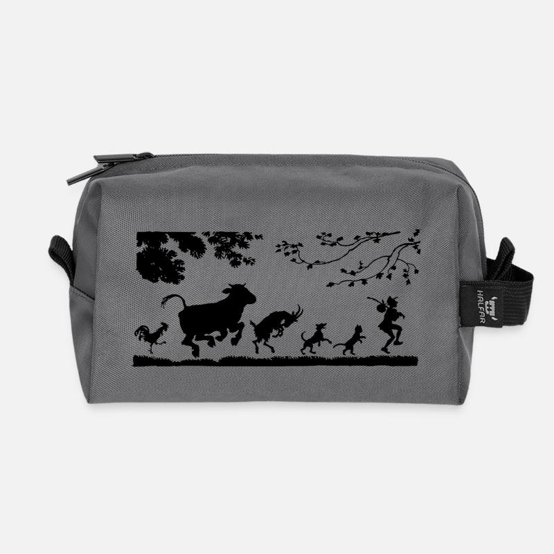 animals - Recycled Toiletry Zip Bag - anthracite