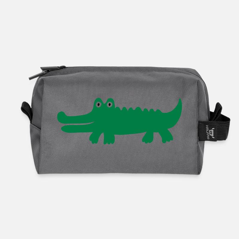 Krokodil - Recycelte Kulturtasche - Anthrazit