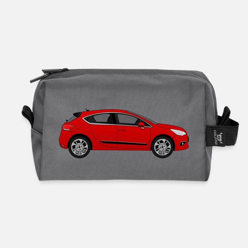 Rotes Auto - Recycelte Kulturtasche - Anthrazit