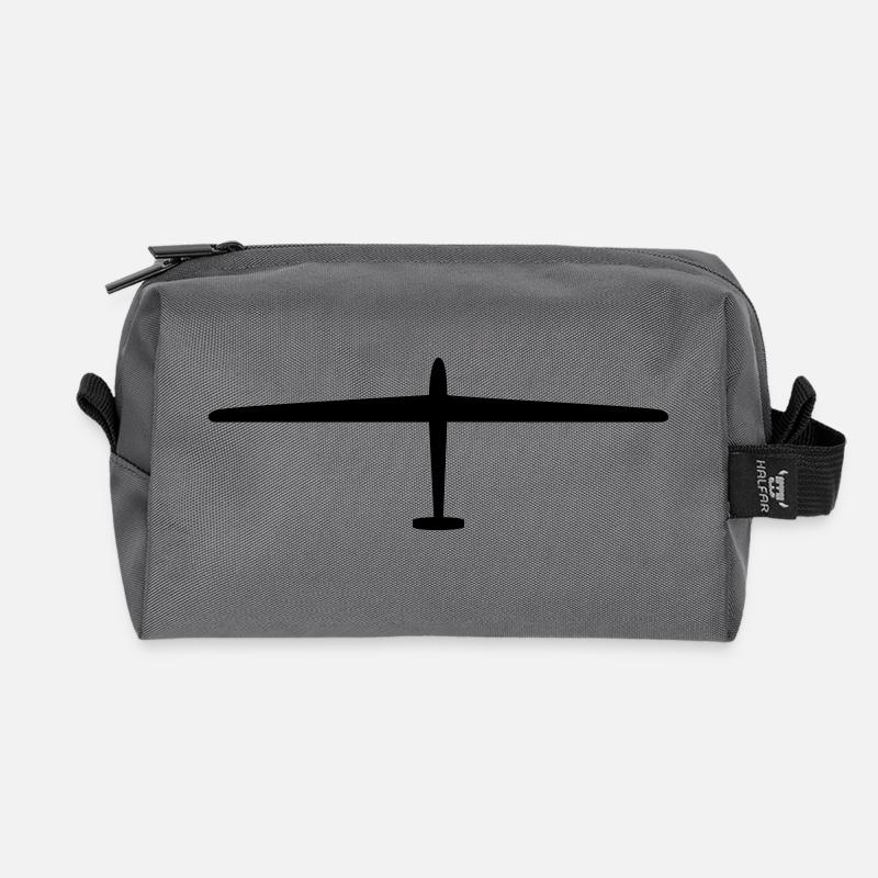 Glider / / glider / / Aircraft / / sailor - Recycled Toiletry Zip Bag - anthracite