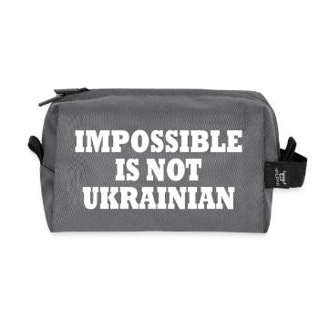 impossible is not ukrainian - ukraine - Trousse de toilette en tissu recyclé - anthracite - Devant