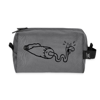 Black snake and gouache tube - Recycled Toiletry Zip Bag - anthracite - Front