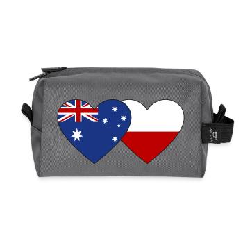 Australia Poland Flag Heart - Recycled Toiletry Zip Bag - anthracite - Front