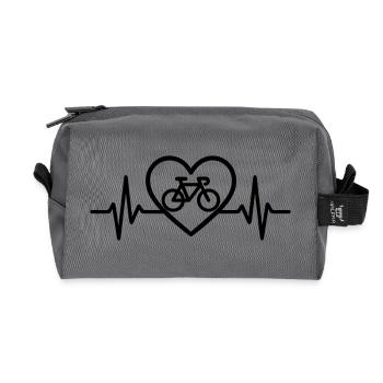Heart Cycling – Passion for Cycling - Recycled Toiletry Zip Bag - anthracite - Front