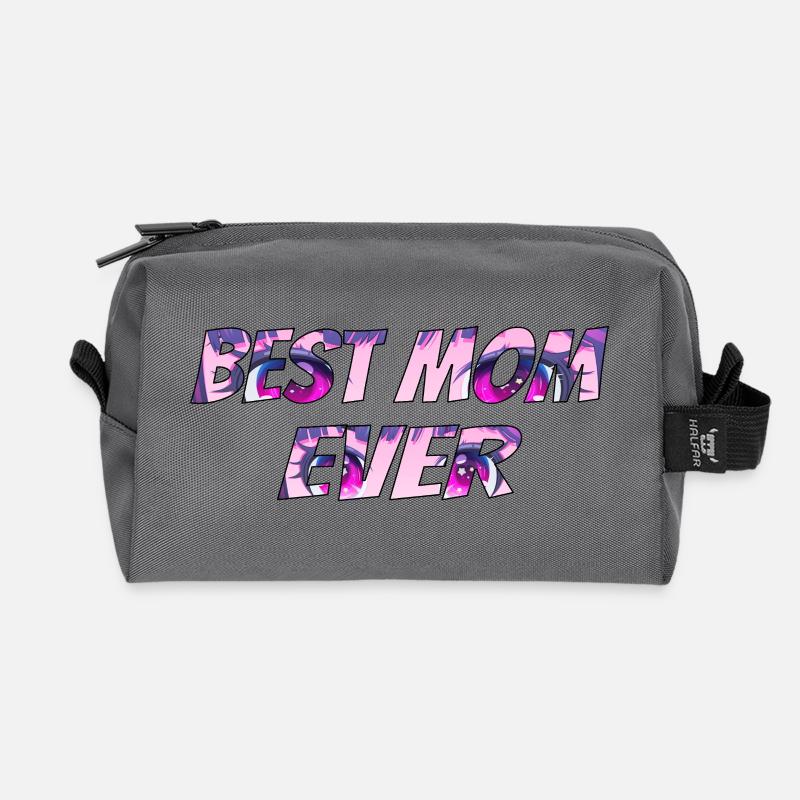 Best Mom Ever Pink Psy Pattern - Recycelte Kulturtasche - Anthrazit