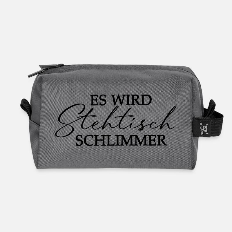 Es wird Stehtisch schlimmer - Typografie Motiv - Recycelte Kulturtasche - Anthrazit