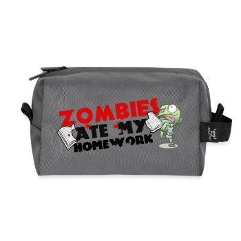 Les zombies ont mangé mes devoirs – Hausaufgaben Horror - Trousse de toilette en tissu recyclé - anthracite - Devant