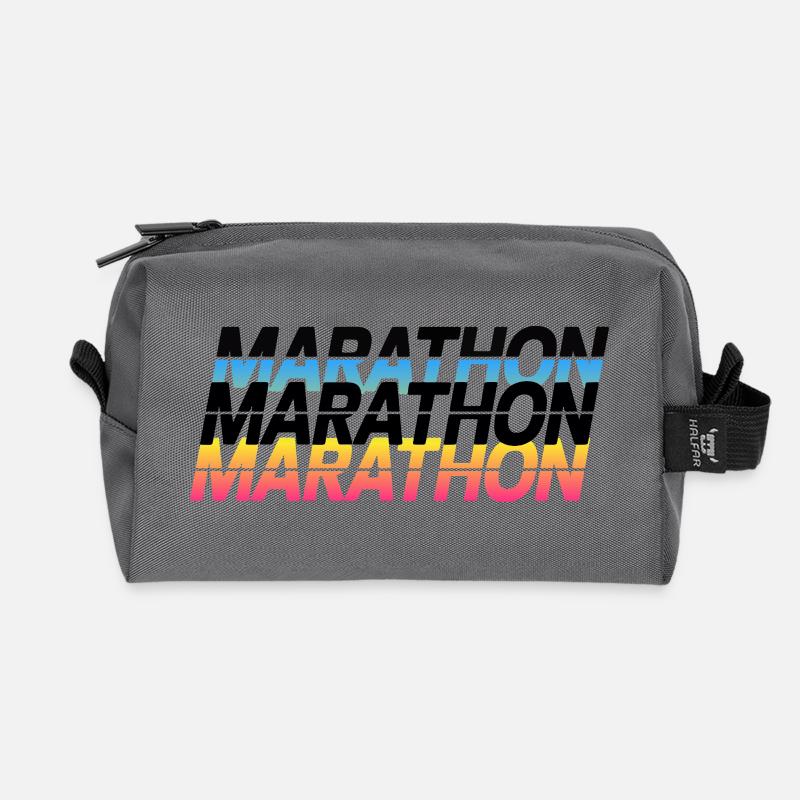 Marathon Gradient Typography - Recycled Toiletry Zip Bag - anthracite
