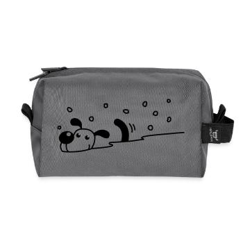 Un chien mignon dans la neige - Trousse de toilette en tissu recyclé - anthracite - Devant