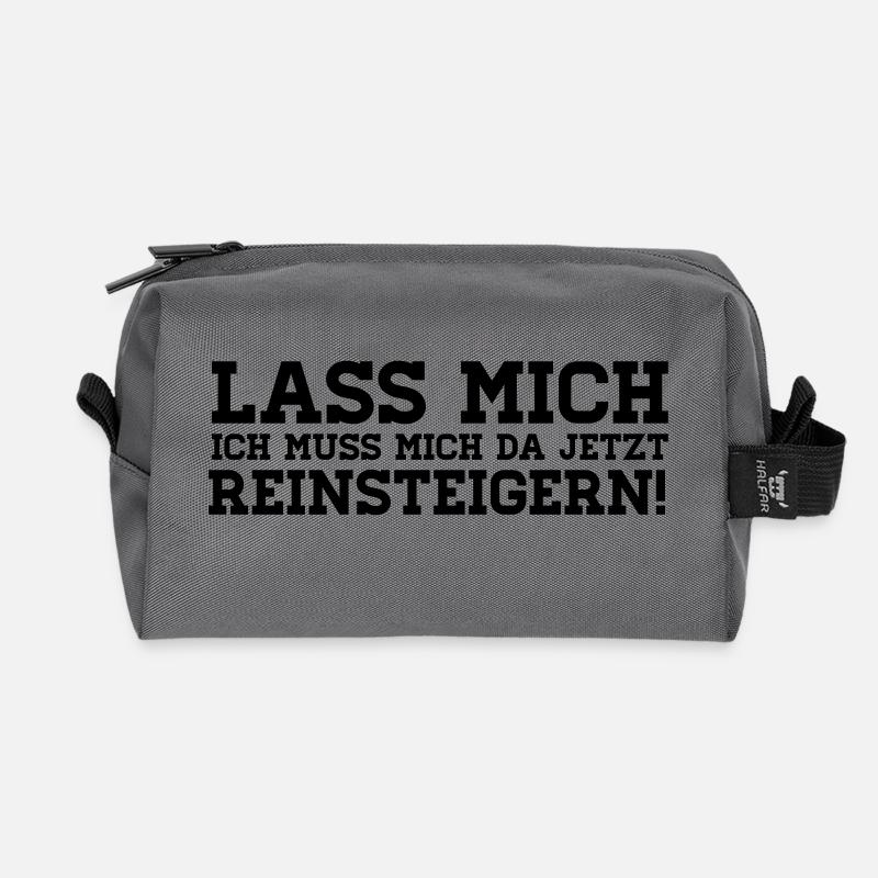 LASS MICH REINSTEIGERN! - Recycelte Kulturtasche - Anthrazit