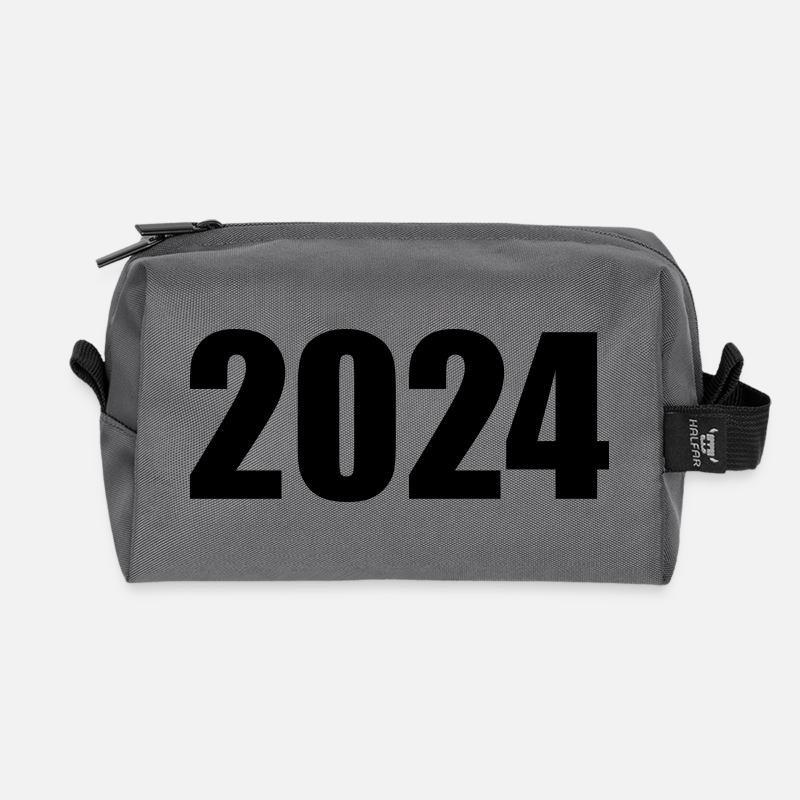 2024 weiß Silvester Neujahr schwarz - Recycelte Kulturtasche - Anthrazit