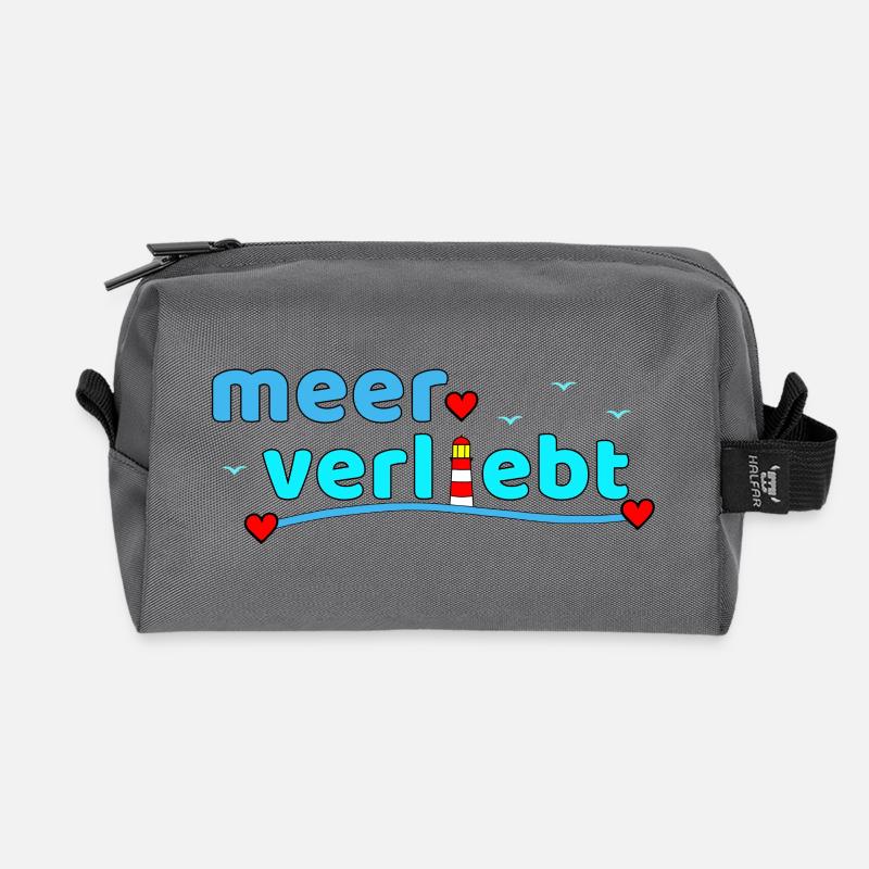 Meerverliebt Leuchtturm Herzdesign - Recycelte Kulturtasche - Anthrazit
