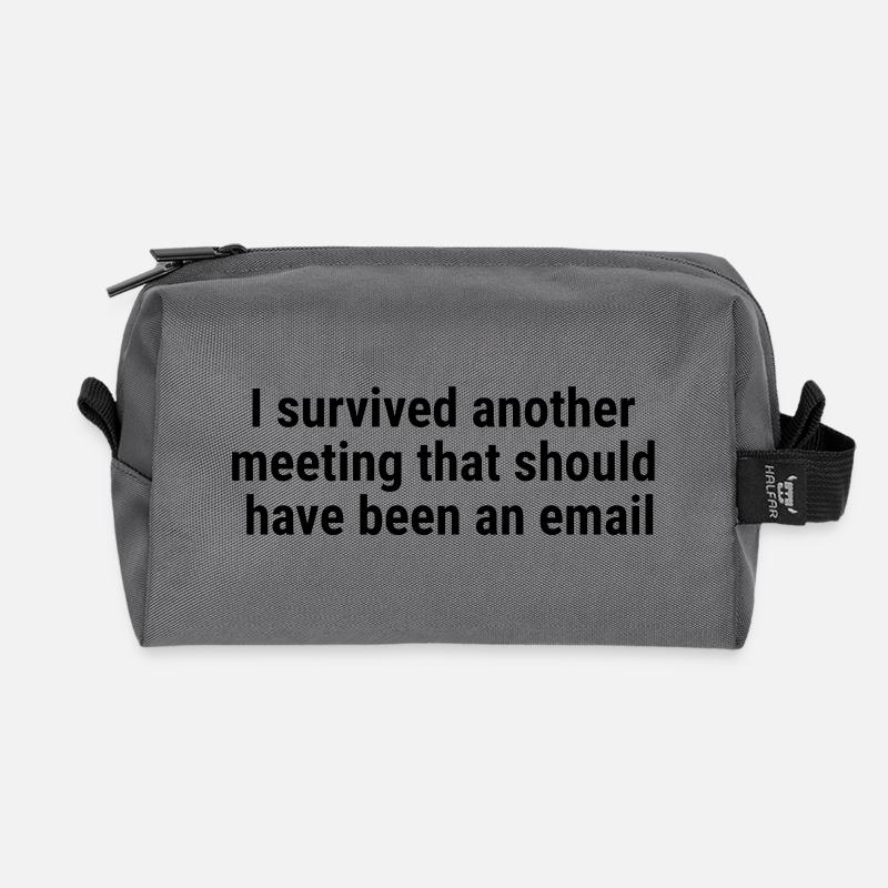 I survived another meeting Black - Recycled Toiletry Zip Bag - anthracite
