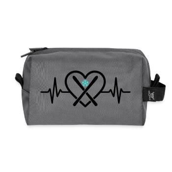 Skiing Heart Snow Mountain Sports Passion - Recycled Toiletry Zip Bag - anthracite - Front