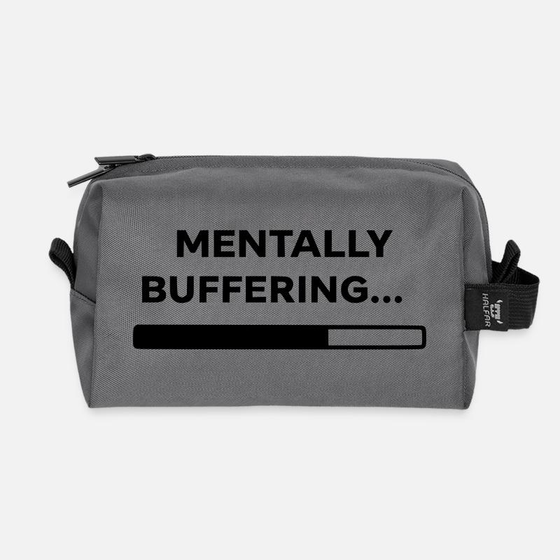 MENTALLY BUFFERING... | Minimal Loading Bar Design - Recycled Toiletry Zip Bag - anthracite