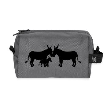 1 baby child little young family mom daddy donkey - Recycled Toiletry Zip Bag - anthracite - Front