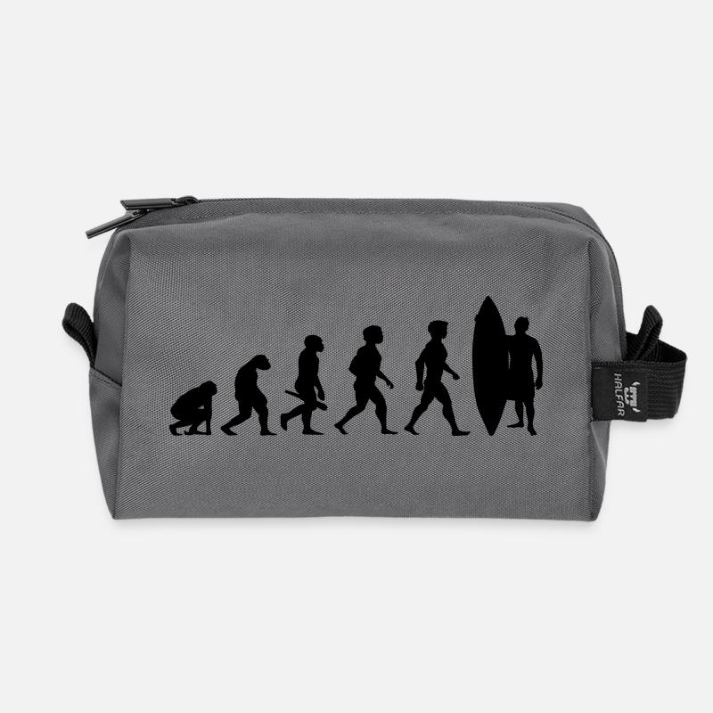 Evolution Surfing Surfer Surfboard Wellenreiten - Recycelte Kulturtasche - Anthrazit