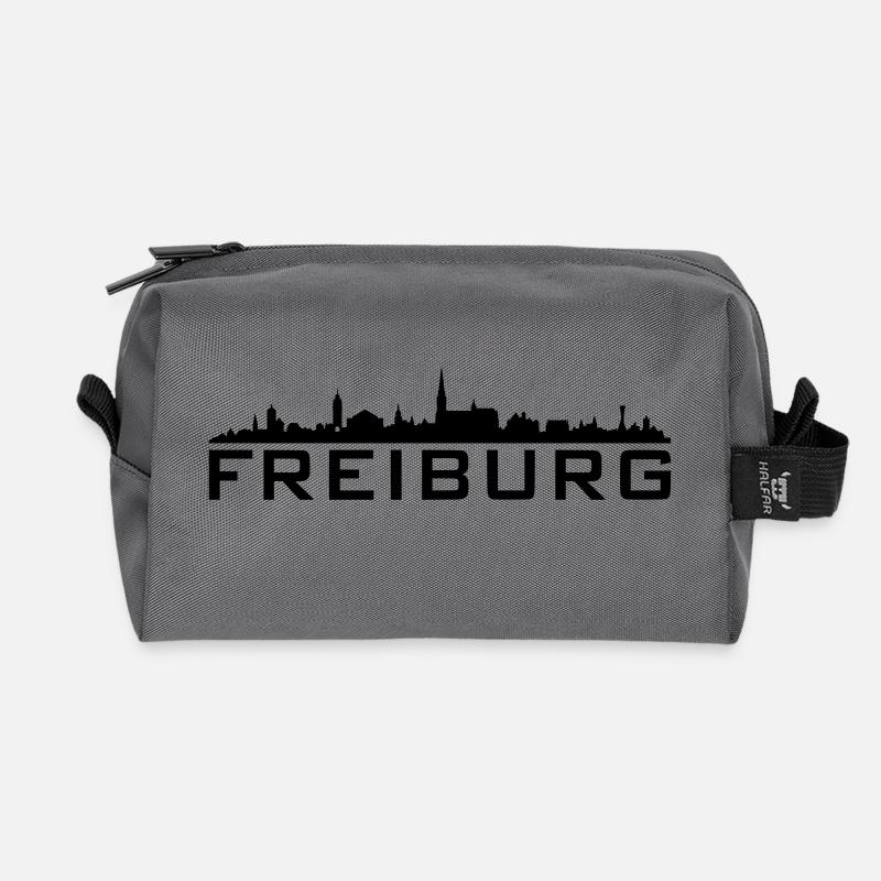 Skyline Freiburg Name - Recycelte Kulturtasche - Anthrazit