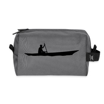 Einbaum Kanu Rudern Silhouette Zeichnung Kanu Afro - Recycelte Kulturtasche - Anthrazit - Vorne