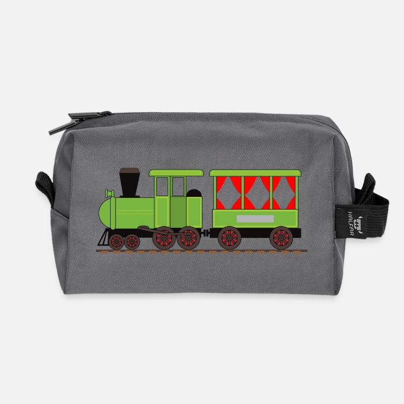 Dampflok Zug Eisenbahn - Recycelte Kulturtasche - Anthrazit