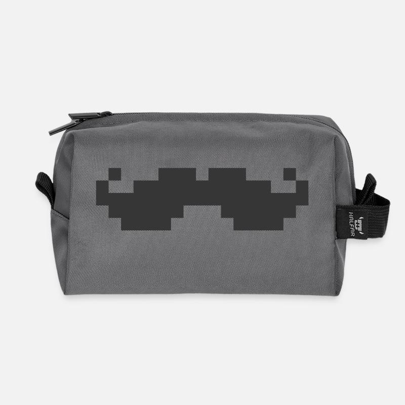 8bit pixel moustache - Recycelte Kulturtasche - Anthrazit
