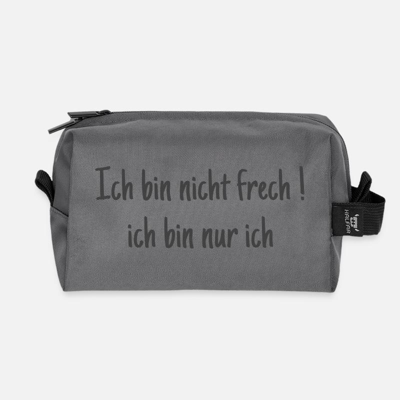 Ich bin nicht frech ! Ich bin ich - Recycelte Kulturtasche - Anthrazit