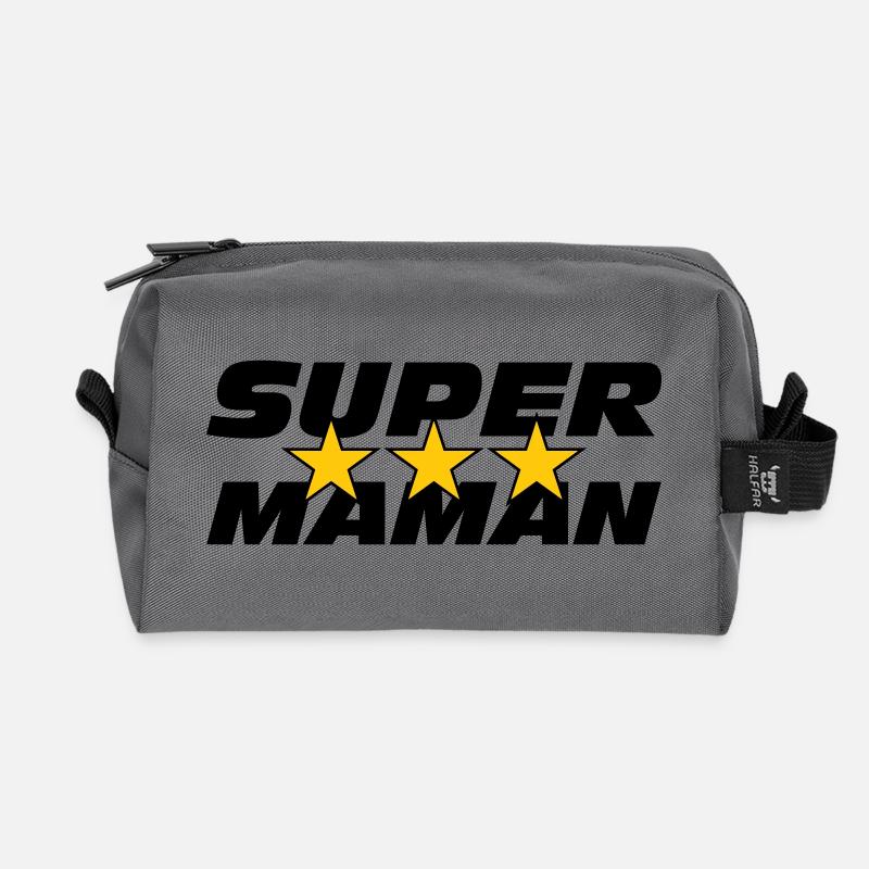 Super Mom - Mother's Day - Recycled Toiletry Zip Bag - anthracite