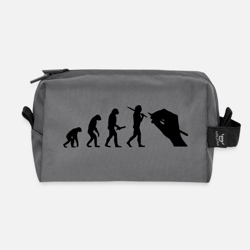 Evolution development progress human artist - Recycled Toiletry Zip Bag - anthracite