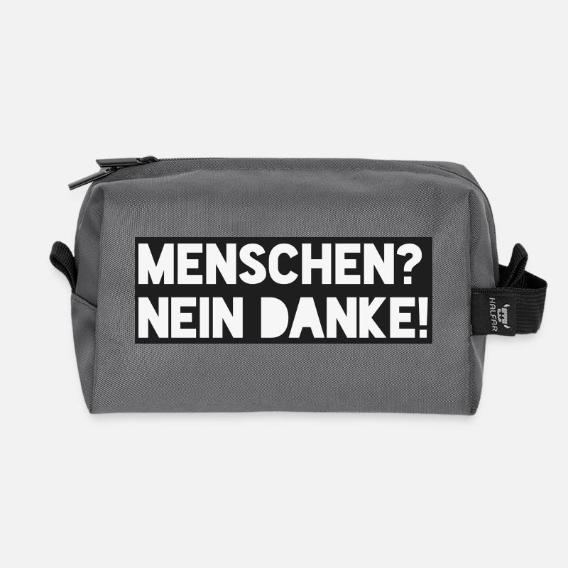 Menschen? Nein danke - Recycelte Kulturtasche - Anthrazit