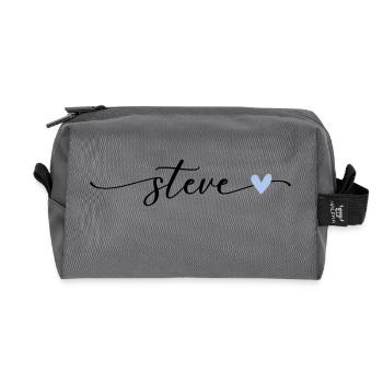 Steve Name Kalligrafie Schrift - Recycelte Kulturtasche - Anthrazit - Vorne