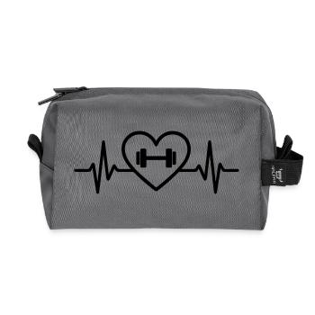 Herz Fitness – Hantel & Krafttraining - Recycelte Kulturtasche - Anthrazit - Vorne