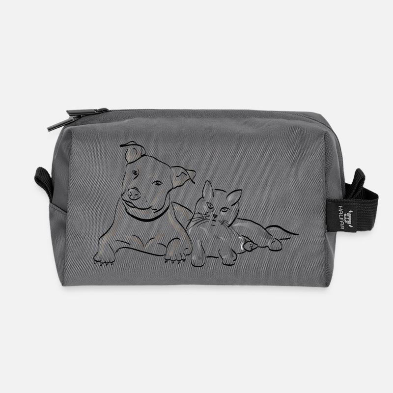 Katze Hund - Recycelte Kulturtasche - Anthrazit