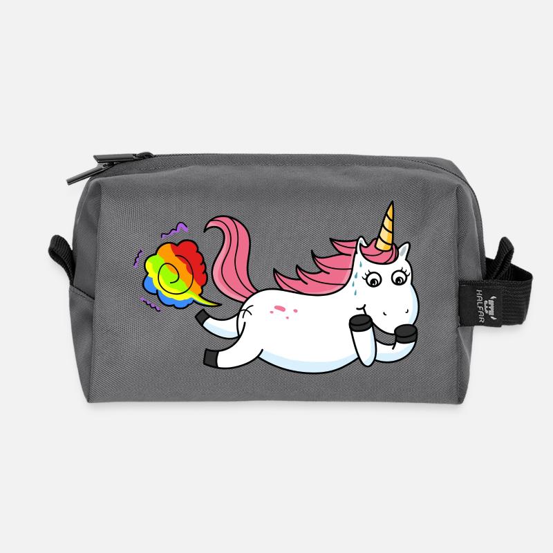 Furzendes Einhorn Regenbogen - Recycelte Kulturtasche - Anthrazit