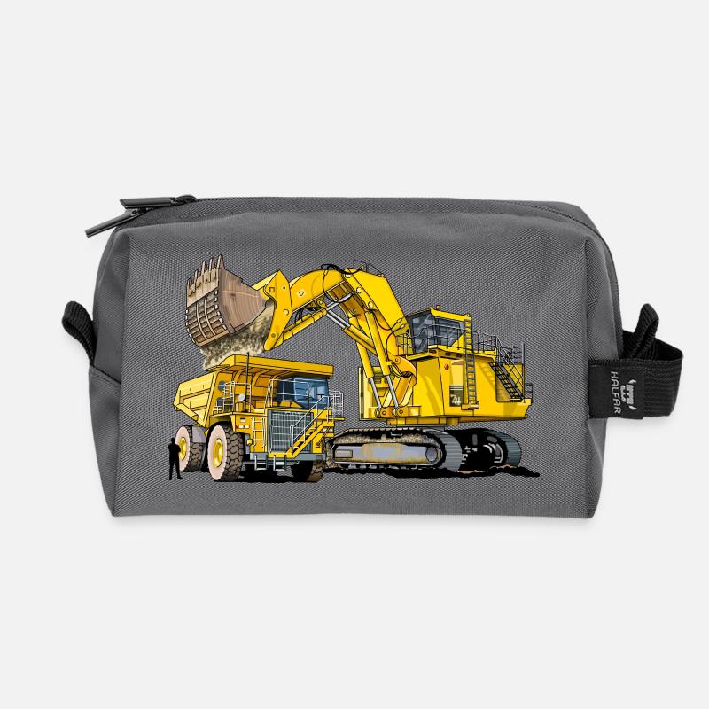 Monster Bagger mit Lastwagen - Recycelte Kulturtasche - Anthrazit
