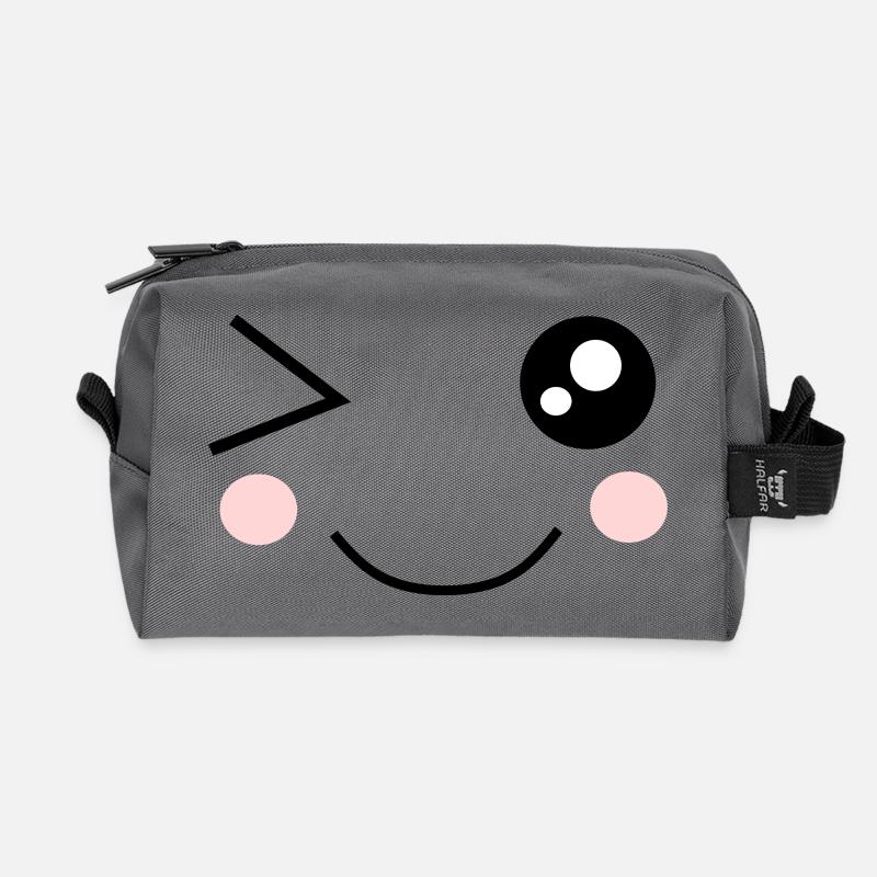 cute Gesicht Kawaii - Recycelte Kulturtasche - Anthrazit
