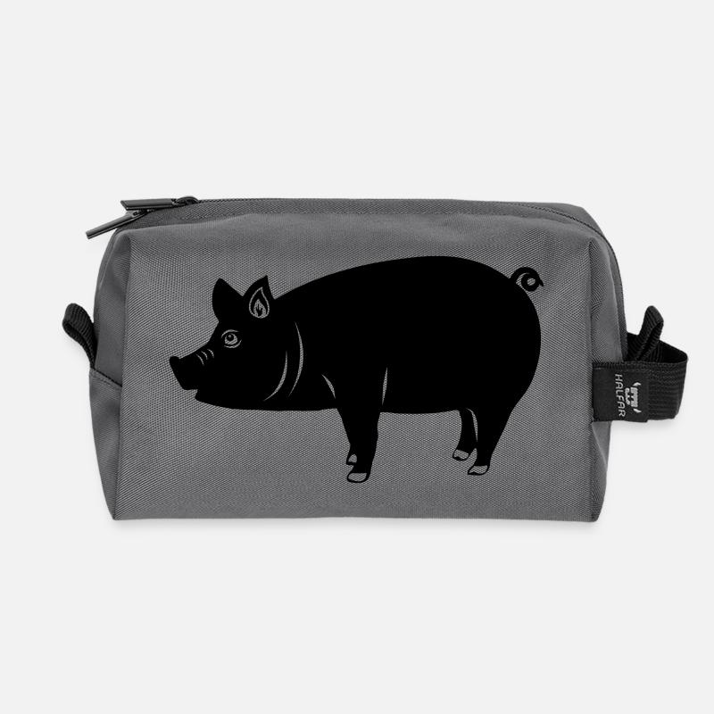 Schweinelogo Schattenbild - Recycelte Kulturtasche - Anthrazit