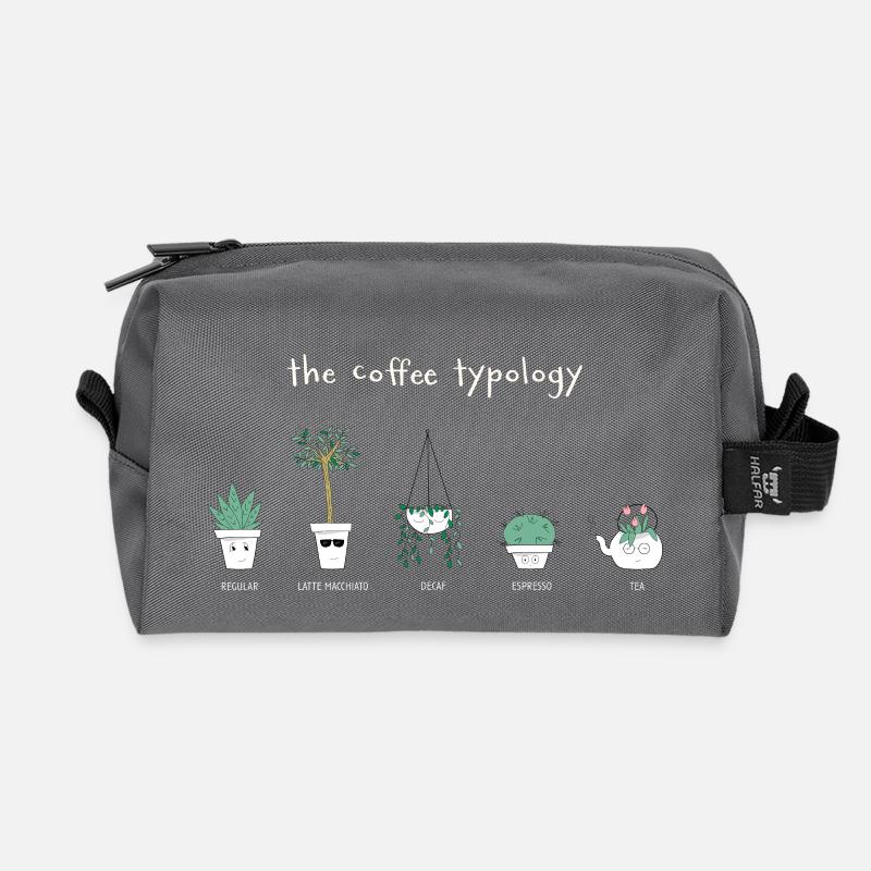 Kaffee Typen - hell - Recycelte Kulturtasche - Anthrazit