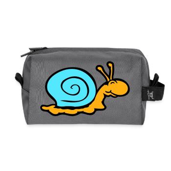 snail shell snail slug smiles sweetly - Recycled Toiletry Zip Bag - anthracite - Front