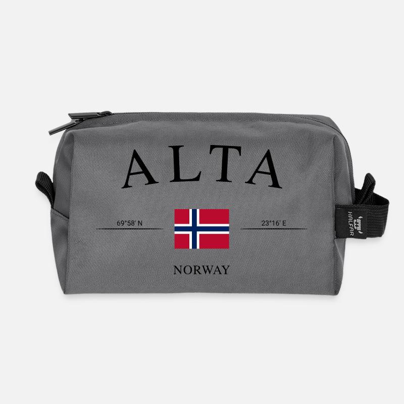 Alta Norwegen – Urlaub Souvenir & Geschenk - Recycelte Kulturtasche - Anthrazit