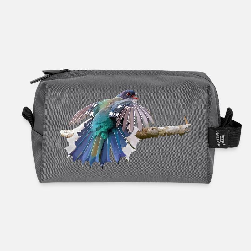 Bunter Vogel im Flug auf Ast - Recycelte Kulturtasche - Anthrazit