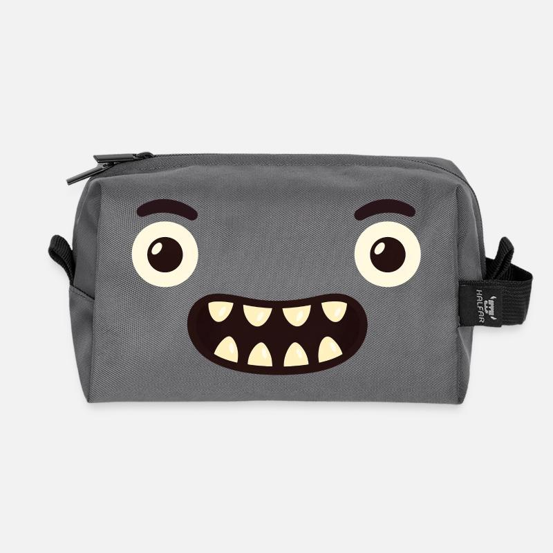 Monster Gesicht - Recycelte Kulturtasche - Anthrazit