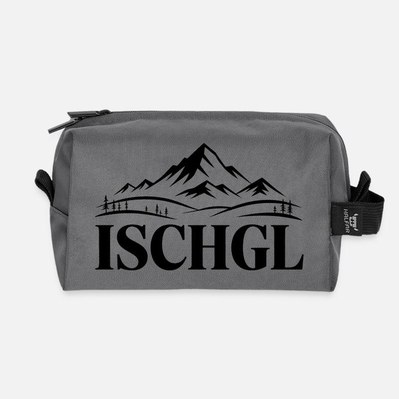 Ischgl - Souvenir Design - Recycelte Kulturtasche - Anthrazit