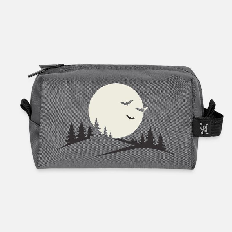 Full Moon Night – Dark Aesthetic Design - Recycled Toiletry Zip Bag - anthracite