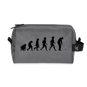 Evolution Golf Golfer Golfspieler Golfplatz - Recycelte Kulturtasche - Anthrazit - Vorne