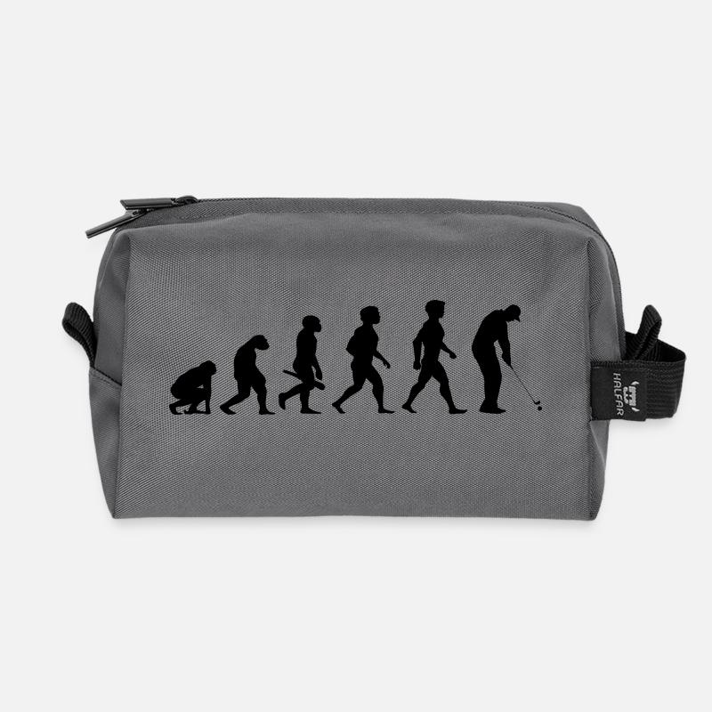 Evolution Golf Golfer Golfspieler Golfplatz - Recycelte Kulturtasche - Anthrazit