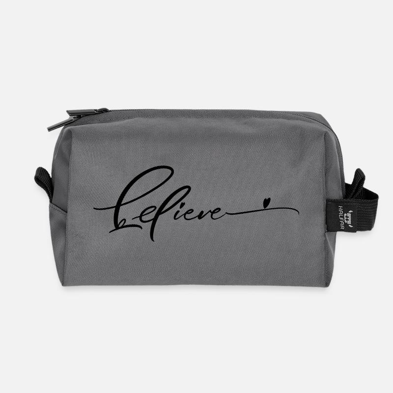 Believe - Recycled Toiletry Zip Bag - anthracite