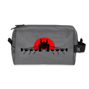 Tractor sunset - Recycled Toiletry Zip Bag - anthracite - Front