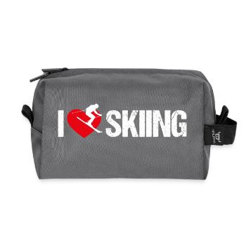 I love skiing - Recycelte Kulturtasche - Anthrazit - Vorne