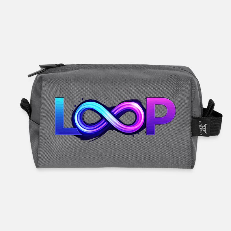 Neon Loop Infinity - Recycled Toiletry Zip Bag - anthracite