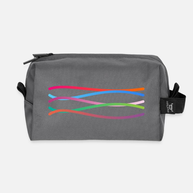 Bunte Wellenbänder  - Recycelte Kulturtasche - Anthrazit